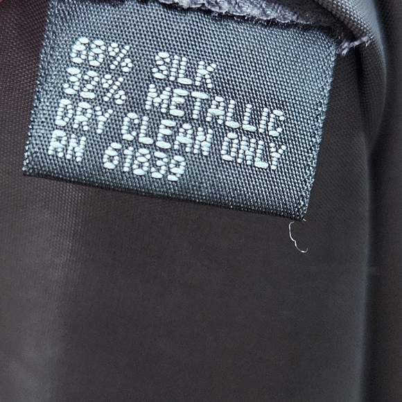 Rickie Freeman for Teri Jon Silver Metallic Slip Dress Silk Blend Size 8 - Picture 10 of 11